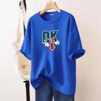 PASS[短袖女夏上衣]休闲T恤女夏季宽松圆领女式T恤温柔简约上衣