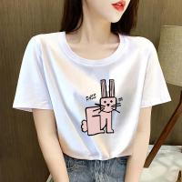 PASS小熊印花短袖t恤女式打底衫甜美可爱范潮流休闲百搭女式t恤