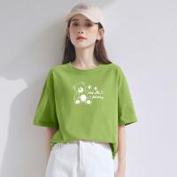 PASS2022夏季新款休闲时尚百搭短袖女夏上衣创意印花圆领女式t恤