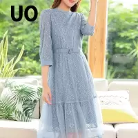 UO夏季 收腰蕾丝仙女连衣裙女