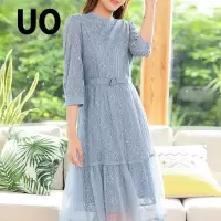 UO夏季 收腰蕾丝仙女连衣裙女
