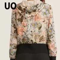 UO夏季 质感印花连帽抽绳女式外套