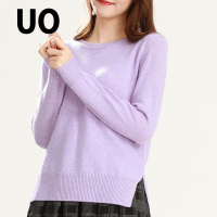 时尚通勤纯色圆领羊毛长袖毛衫针织衫女