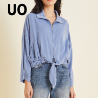 UO夏季休闲时尚纯色系带短外套女