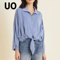 UO夏季休闲时尚纯色系带短外套女