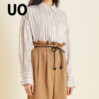 UO夏季时尚通勤宽松条纹衬衫女