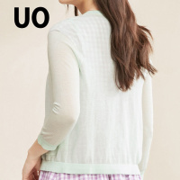 UO夏季 气质优雅口袋纯色V领针织衫女