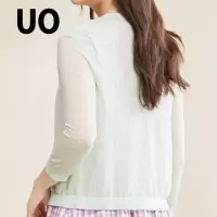 UO夏季 气质优雅口袋纯色V领针织衫女