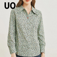 UO夏季 小清新碎花翻领舒适女式衬衫