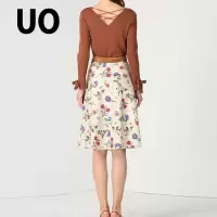 UO春季时尚通勤简约纯色V领修身女毛衫针织衫