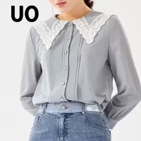 UO夏季 气质韩版纯色长袖衬衫上衣