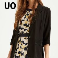 UO夏季 通勤气质桑蚕丝七分袖修身女式短外套