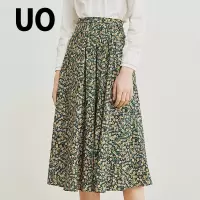 UO夏季 舒适碎花伞裙高腰显瘦女式半身裙