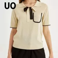 UO夏季时尚系蝴蝶结短款毛针织衫