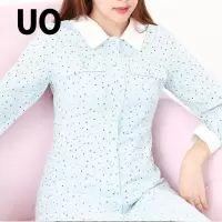 UO春季翻领收腰九分袖连衣裙