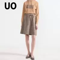 UO夏季腰部系带格子纹时尚半身裙女
