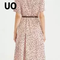 UO夏季 时尚收腰舒适翻领中长连衣裙