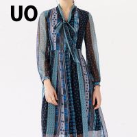 UO夏季 气质优雅时尚收腰连衣裙女
