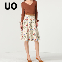 UO春季时尚通勤简约纯色V领修身女毛衫针织衫