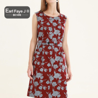 额尔菲斯圆领印花系腰连衣裙