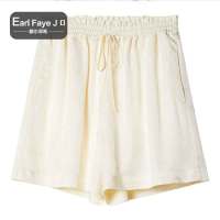 额尔菲斯夏季新款休闲慵懒宽松直筒系带薄款短裤女士休闲裤