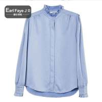 额尔菲斯春季气质通勤3D立体压花光泽感单排扣设计感女士衬衫