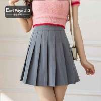 额尔菲斯夏季新款时尚不规则工装裙a字裙显瘦百搭百褶大裙摆女