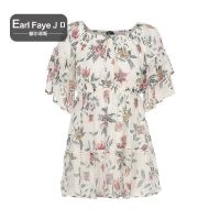 额尔菲斯女士甜美清新荷叶袖圆领连衣裙