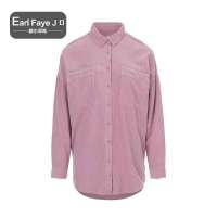 额尔菲斯纯棉透气纯色斯文宽松显瘦简约风翻领衬衫