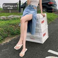 额尔菲斯夏季新款设计感侧开叉时尚半身裙包臀直筒裙ins潮女