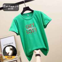 额尔菲斯夏季百搭显瘦豹纹印花舒适短袖女t休闲女式T恤