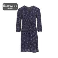 额尔菲斯女士优雅淑女V领波点连衣裙