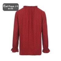 额尔菲斯女士优雅舒适波点系带领长袖衬衫