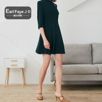 额尔菲斯复古气质收腰修身连衣裙