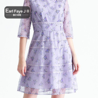 清额尔菲斯新印花淑女通勤修身连衣裙