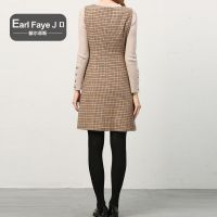 额尔菲斯时尚文艺格子连衣裙