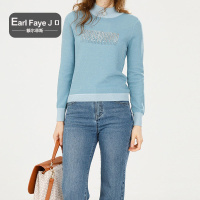 额尔菲斯通勤纯色立领修身针织衫