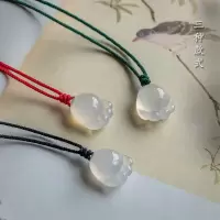 红色挂绳 可爱小猫爪 旺财抓住机遇 人间萌物 天然冰种玉髓招财猫爪吊坠 治愈系可爱女生小孩玉石坠子