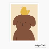 A 20*30木纹色 小熊彩虹北欧ins风儿童房装饰画卧室客厅可爱挂画治愈系落地画