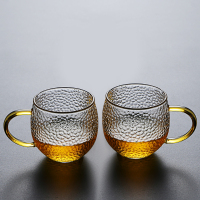 锤纹把手杯两个装 单只容量120ml 家用耐高温玻璃茶壶煮茶壶电陶炉烧水壶日式锤纹玻璃泡茶壶煮茶器