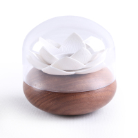 黑胡桃木+白色花瓣 莲花牙签盒个性创意实木牙签筒桶高档欧式家用餐厅棉签罐北欧ins