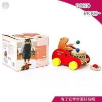 规格1 儿童益智玩具学步引导拖拉玩具榉木小熊敲鼓拉拉车小熊敲鼓拖拉车