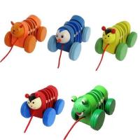 毛毛虫拉车(款式随机发) 木制儿童小拉车玩具婴儿手拉车拖行玩具拖拉学步木制拉绳毛毛虫