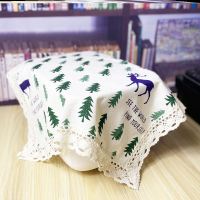 B43-雪松小鹿(蕾丝边) 小号尺寸:55*55cm 空气炸锅防尘罩田园简约电饭煲盖布电多用方巾厨房电器防尘遮盖布