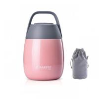 P84-[樱花粉450毫升]送杯套+杯 可以焖收东西的杯子能煮稀饭的保温杯自煮粥焖粥养生炖闷烧壶便携