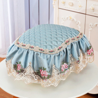 十里桃花蓝 电饭锅椭圆30*40cm(不含花边 田园椭圆形电饭锅罩多功能盖巾布艺蕾丝电饭煲盖巾电饭锅防尘罩