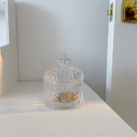 皇冠玻璃罐 ins风透明复古玻璃罐子 简约饰品首饰棉签收纳盒浮雕欧式储物收纳