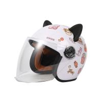 四季通用款[适用3-7岁] 黑猫耳+甜点贴 儿童电动车头盔2到6岁四季通用款秋冬季保暖男女孩夏季防晒安全帽