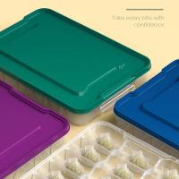 藕色 祖母绿独立21份格 加厚饺子盒厨房家用水饺盒冰箱保鲜盒收纳盒塑料冷冻托盘馄饨盒