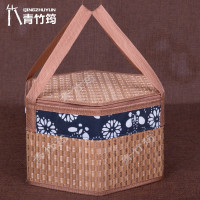 咖啡色边对边20高度16 竹篮子手提篮粽子水果枣子月饼香肠大闸蟹竹编竹制品包装盒礼盒